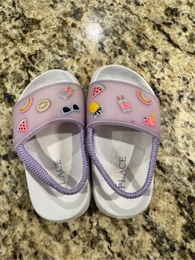 The Children's Place Lavender Slide Sandals with Fruit & Summer Charms